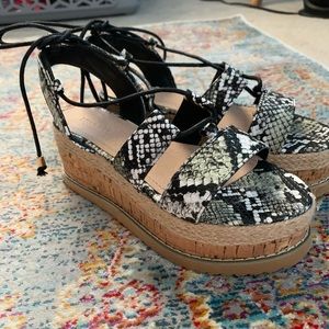 Snakeskin Lace Up Platforms
